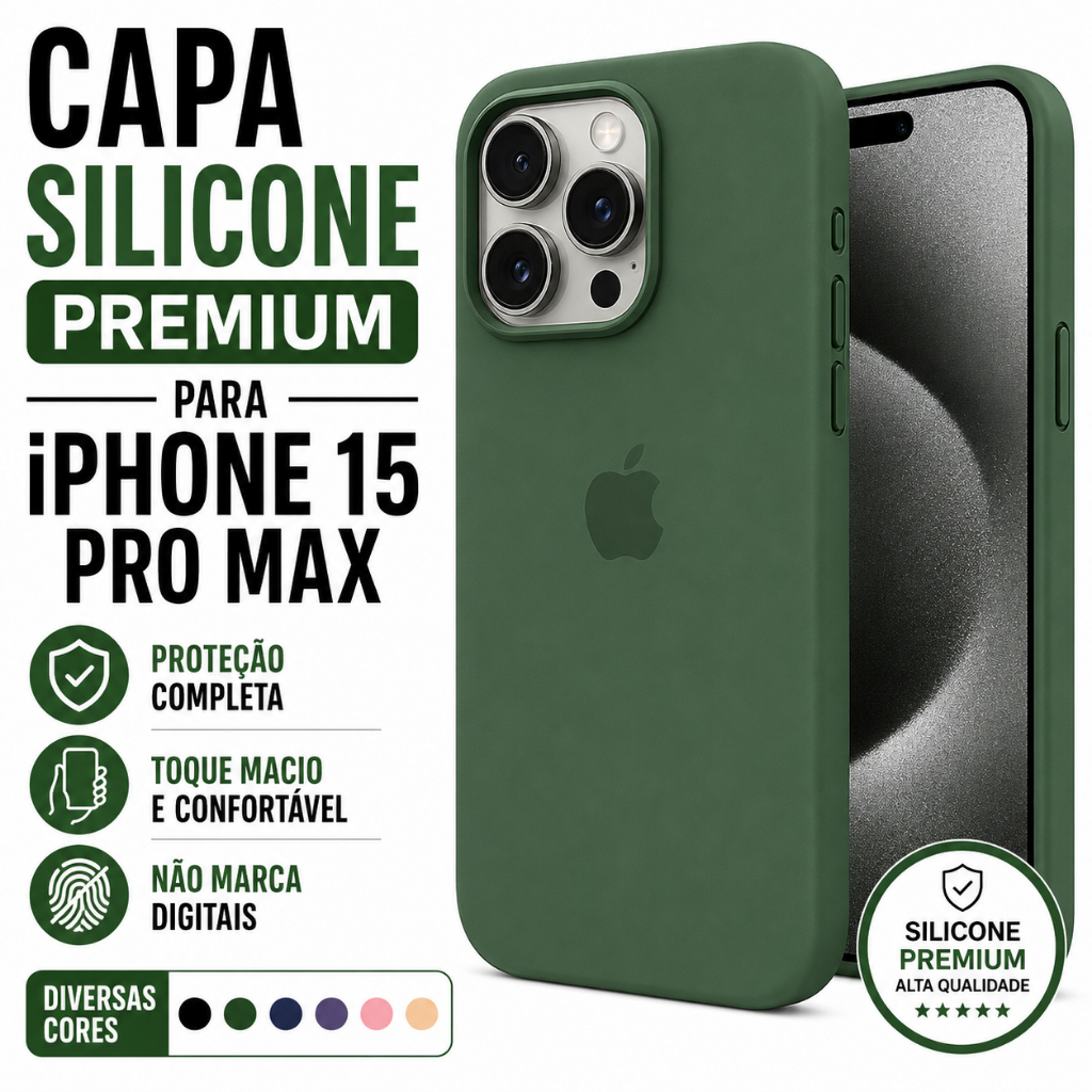 Capa Capinha iPhone 15 Pro Max Silicone Premium Várias Cores