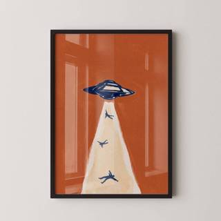 Quadro Decorativo Arte Minimalista Nave Extraterrestre Com Moldura