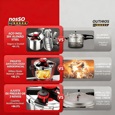 Panela de Pressão em Aço Inox com Fundo Triplo para Indução — foto 8