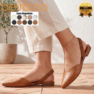 Sapatilha Beira Rio Feminina Mule Bico Fino Napa Conforto Elástico Confortável Calce Fácil Original