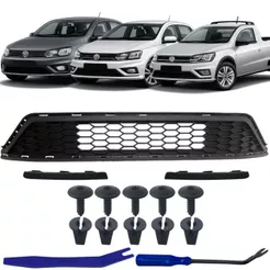 Kit Grade Central Inferior do Parachoque Dianteiro Para Volkswagen Gol Saveiro Voyage G8 2018/2022