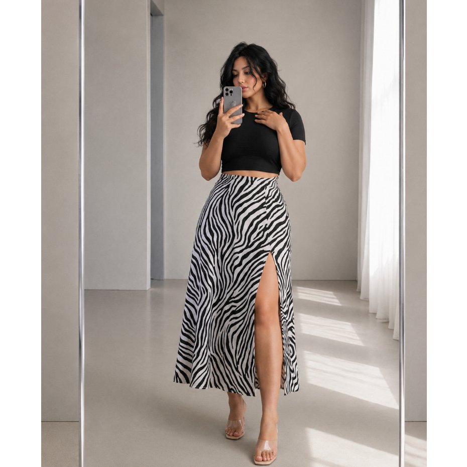 Saia Animal Print Onça Feminina Plus Size Viscose Cintura Alta Elástica GG a G3 Moda Verão