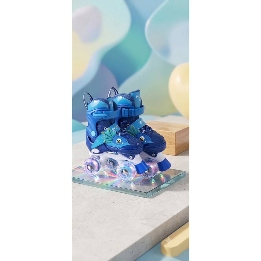 Patins Infantil Ajustável 4 Rodas com LED - E Kit SEPARADO de Segurança Completo Presente Criança — imagem 2 de 2