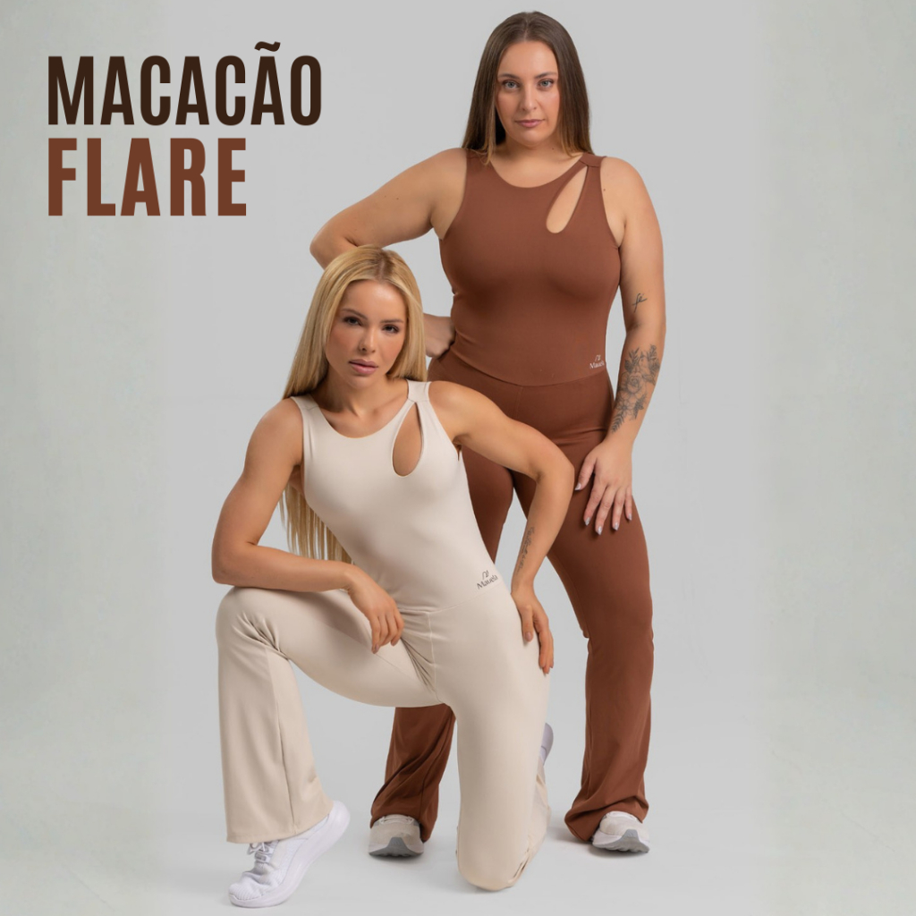 Macacão Fitness Feminino Flare Poliamida Premium | Zero Transparência | Modela o Corpo