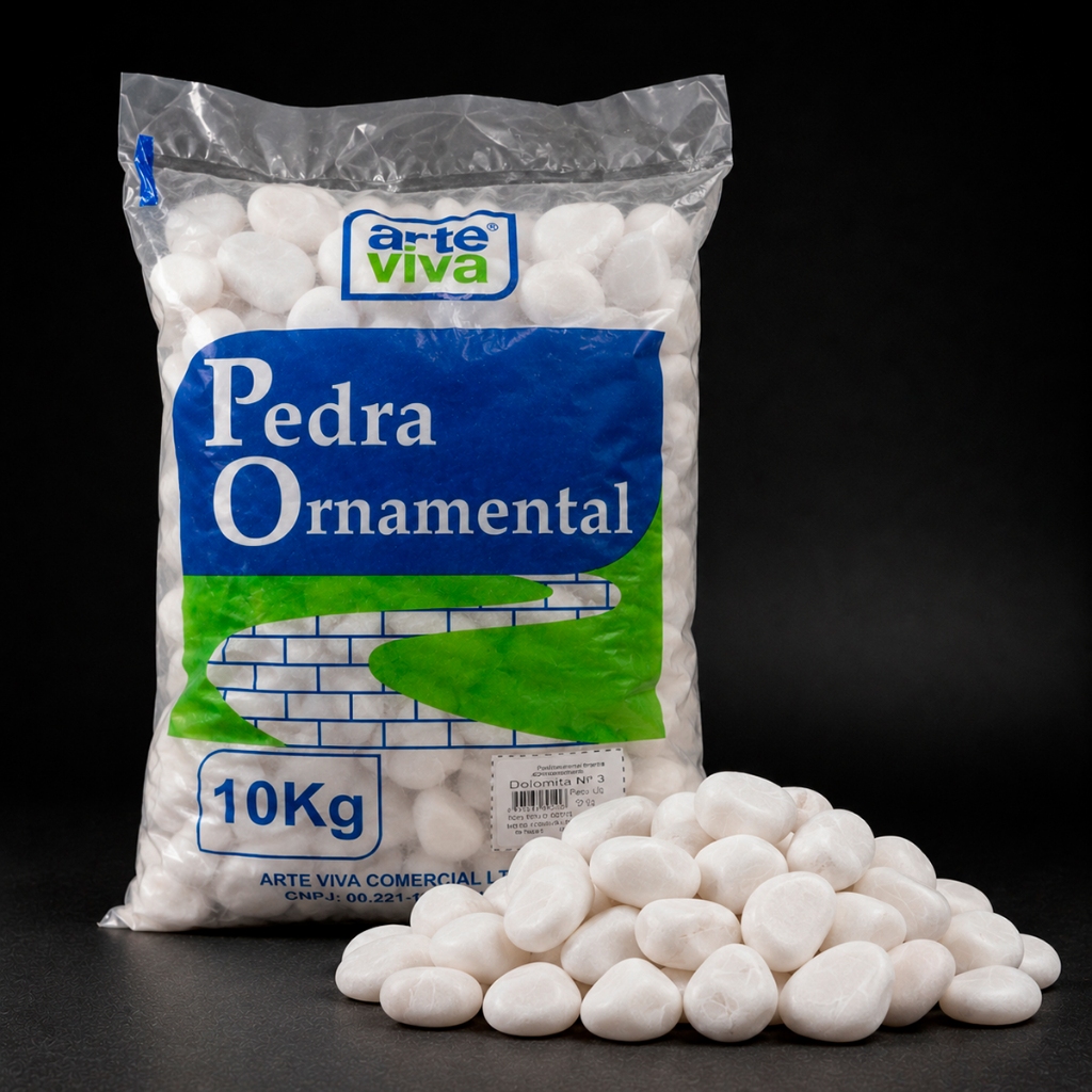 2kg Pedra Branca Para Jardim Seixo Branco Premium Natural Vaso Canteiro Dolomita Pedras Decorativas