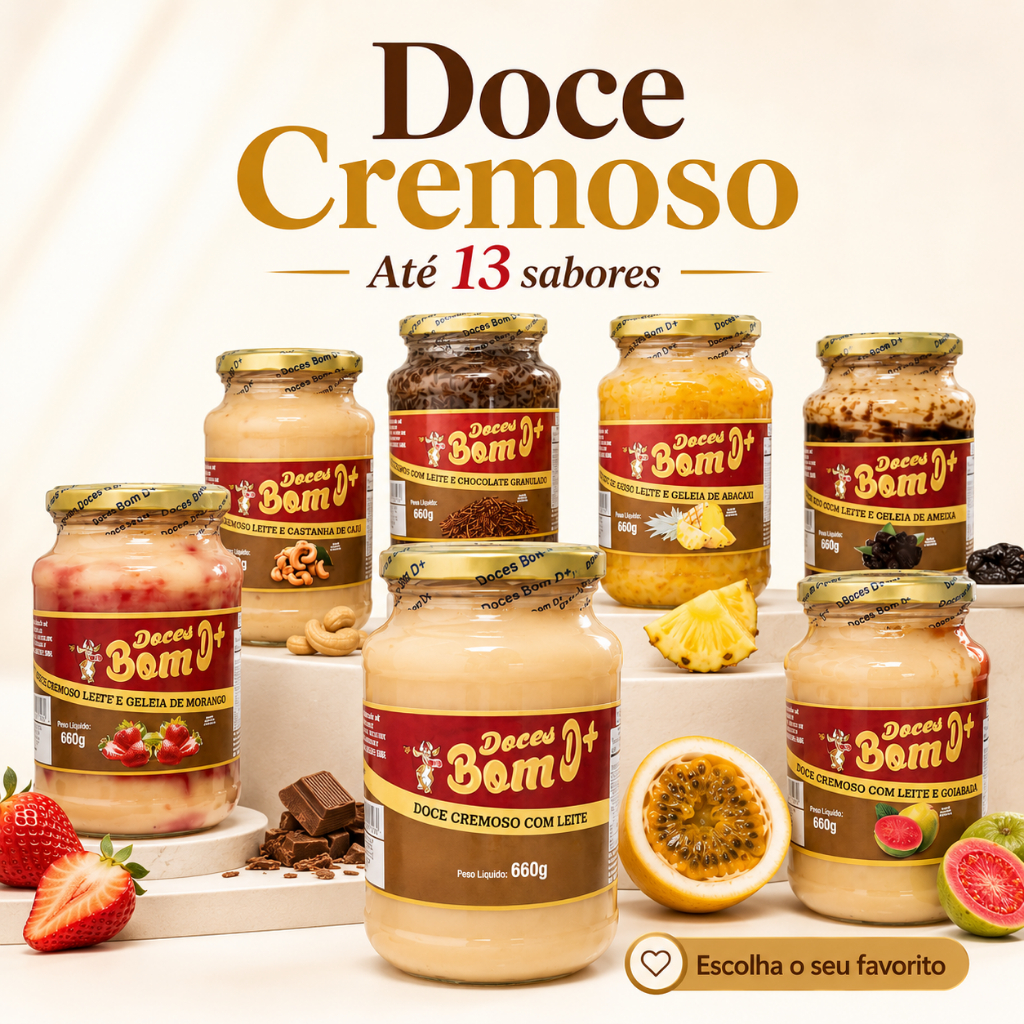 Doce De Leite Cremoso Pastoso 660g Mineiro Bom D+ Sem Glúten
