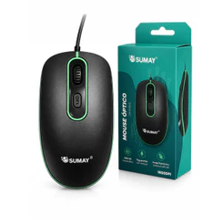 Mouse Óptico Com Fio USB - 1800 DPI, Design Ergonômico - Ideal para Trabalho e Estudo - Sumay MO1312