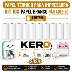 KIT 10 BOBINA TÉRMICA 57x30mm NÃO ADESIVO