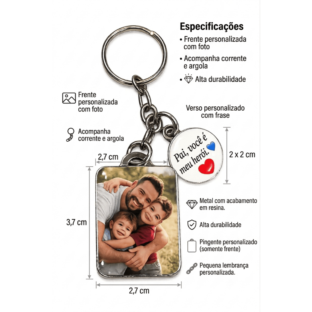 Chaveiro De Fotos Personalizado Presente Dia Dos Pais Dia do Avô lembrancinha de carinho e amor