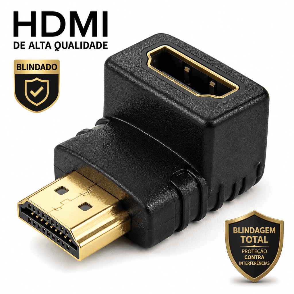 adaptador hdmi 90 graus em l macho x fêmea