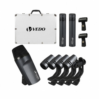 Kit De 7 Microfones Dinâmicos Com Fio Para Bateria - Microfones para Bumbo, Tom/Caixa e Pratos