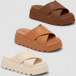 Tamanco Feminino Petite Jolie Plataforma Tratorado Tiras Cruzadas Original