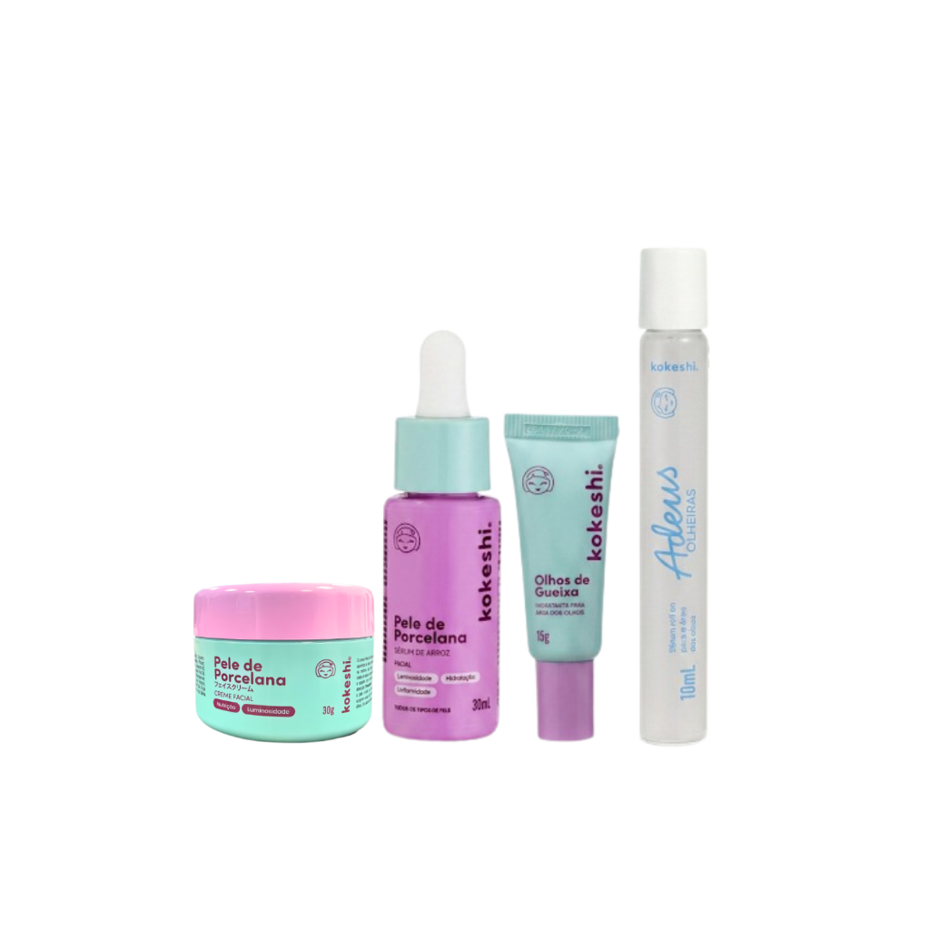 Kit Skincare Kokeshi Pele de Porcelana Olhos de Gueixa Sérum Olheiras