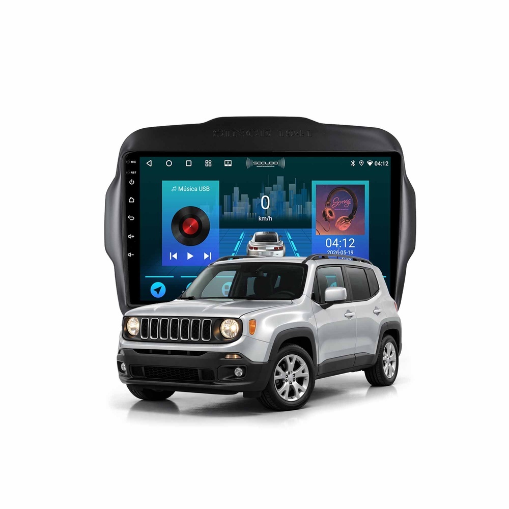 Central Multimídia 9" Renegade 2+64gb Com Comando de Volante Quadcore Carplay Gps