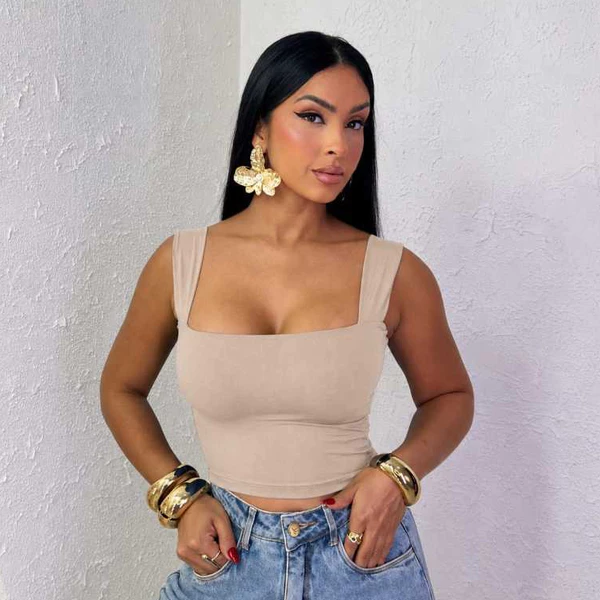 Cropped Brasil Alça Feminino Confortável Premium