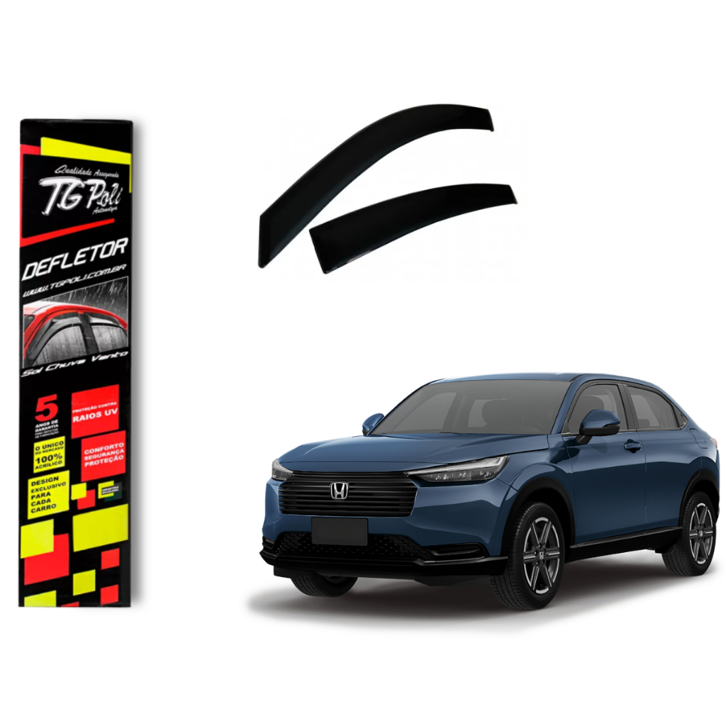 Calha de Chuva Honda HR-V 2015 a 2021 4 portas TG Poli Defletor Portas Protetor Janelas Fumê