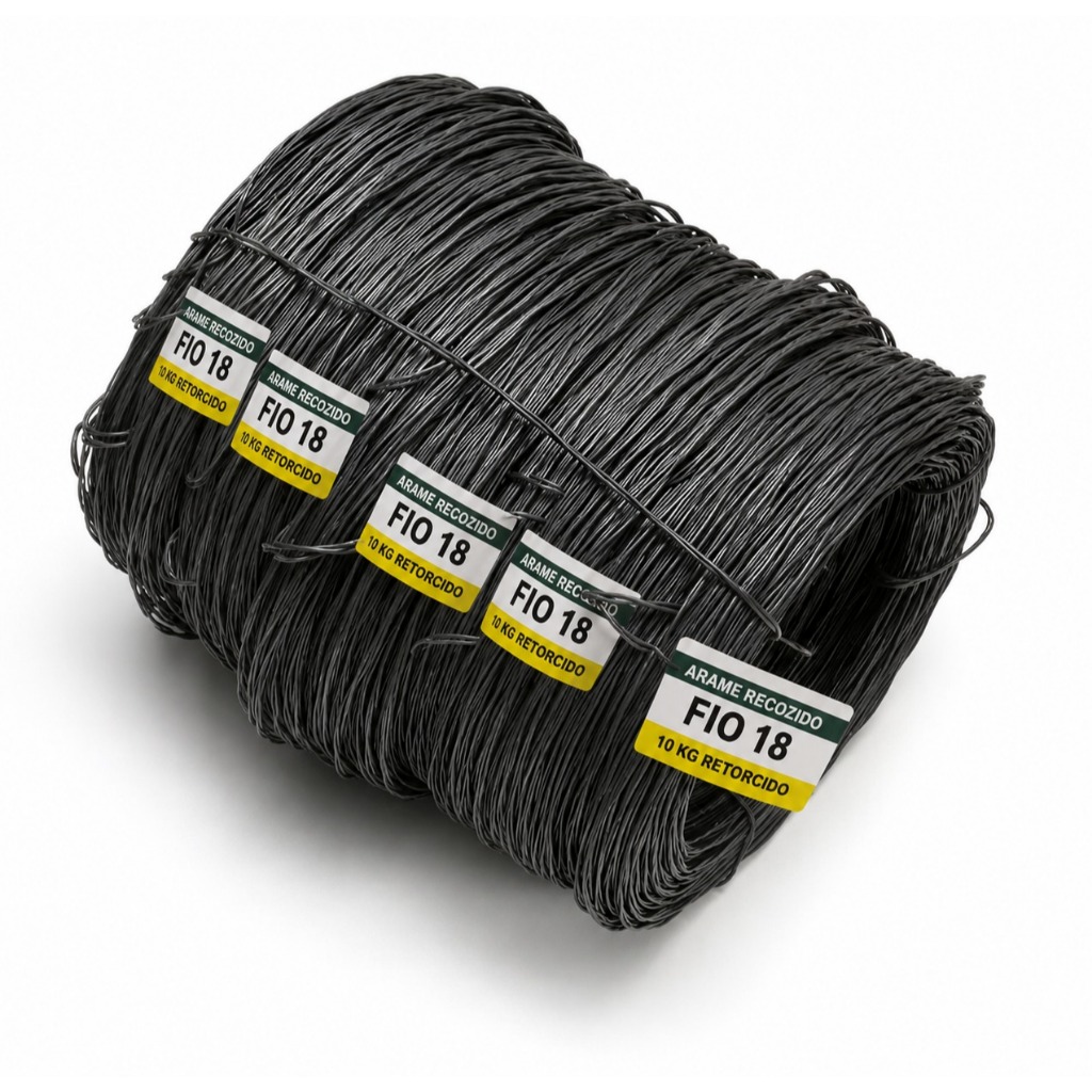 Kit 10 Kg Rolo Arame Recozido Torcido Fio 18 10 Rolos De 1kg Amarração Construção Rural Resistente