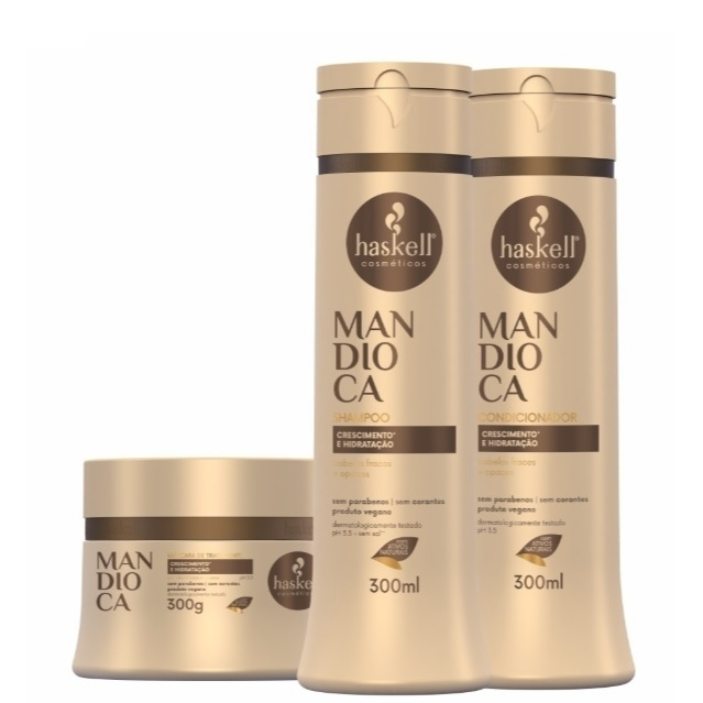 Kit Mandioca 300ml (3 itens) - Shampoo Condicionador Mascara 300