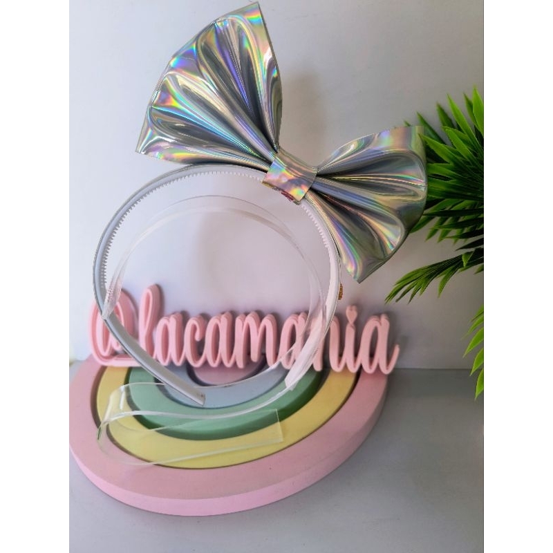 🎀 Tiara de cabelo laço em pé lateral| Laço Holográfico|Festas e Passeios | Confortável e Encantadora