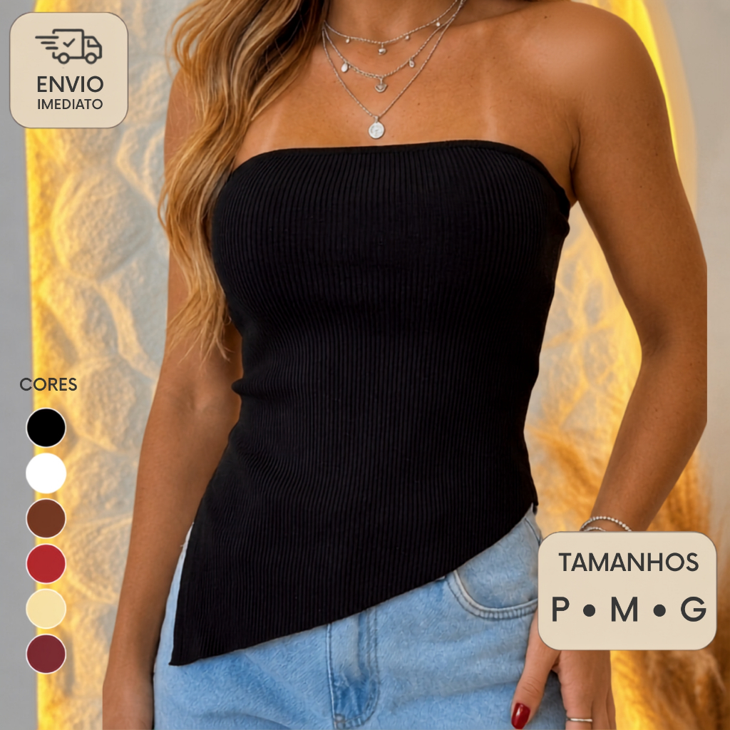 Blusa Tomara Que Caia Feminina Assimetrica Ribana Cropped Moda Blogueira Verão Drapeada