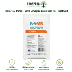 Kit 10 Pares Luva Cirúrgica De Látex Estéril Sem Pó - Tamanhos 6,5 - 7,0 - 7,5 - 8,0 Registro Anvisa e Inmetro