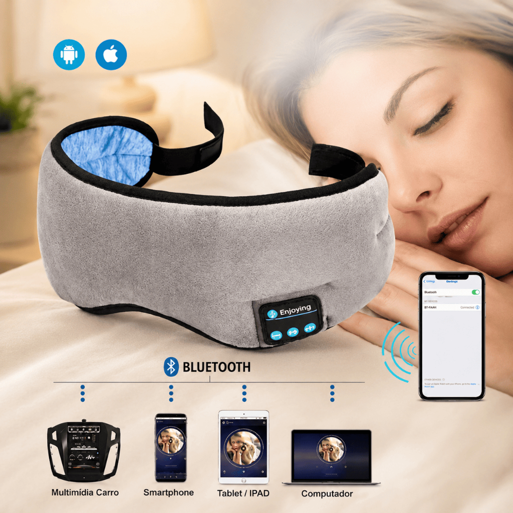 Máscara De Dormir Tapa Olho Fone De Ouvido Bluetooth