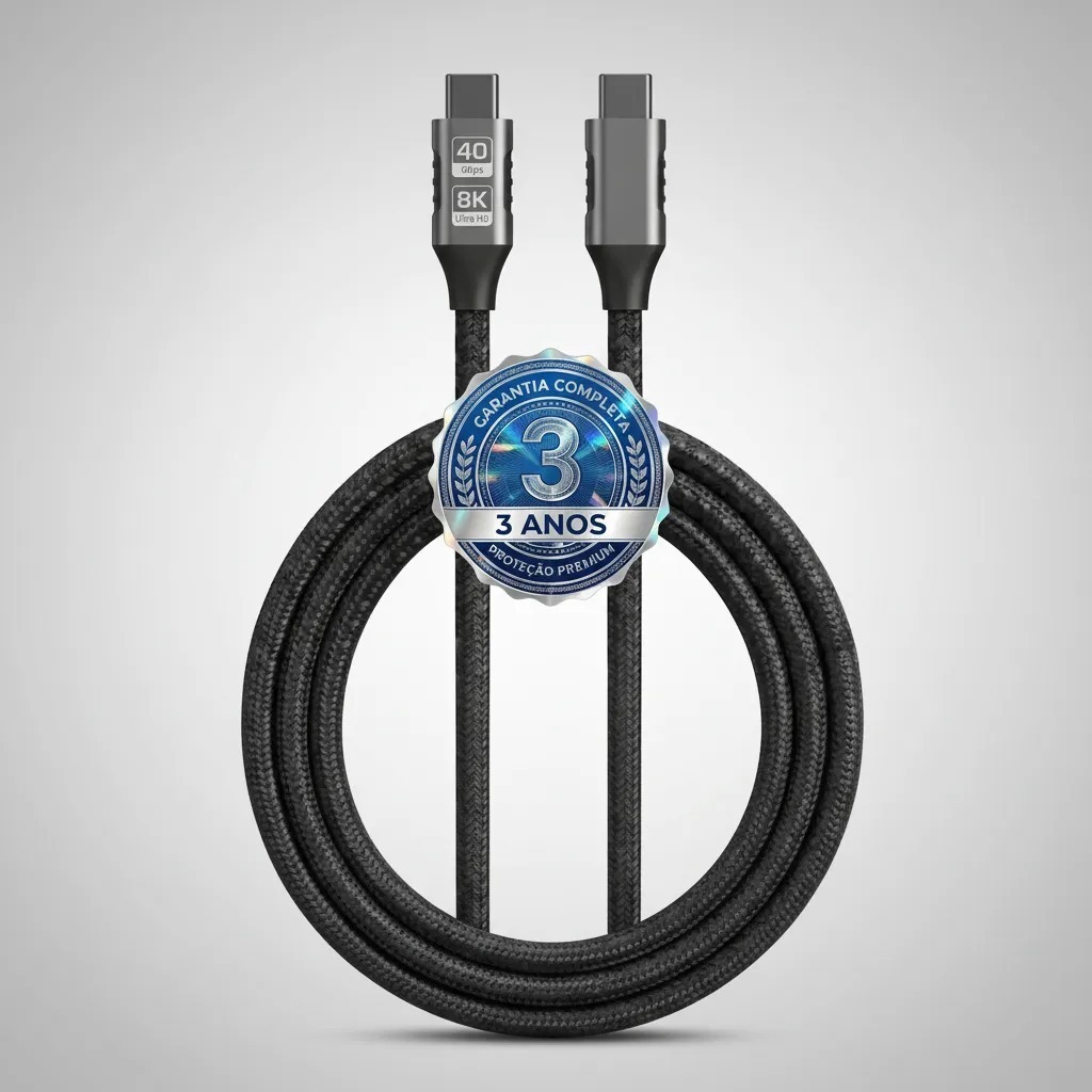 Cabo Thunderbolt 4 USB-C para USB-C 240W USB4 40Gbps Monitor 8K 4K Mac Windows N