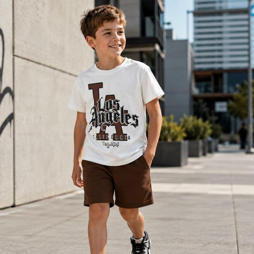 Conjunto Masculino Infantil Menino Kit Camisa com Bermuda  Verão Juvenil Estiloso