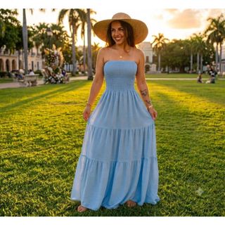 **Vestido** Longo.Tomara.Tecido Duna Verao Lisa Estampado Com Elastec Vermelho, Branco E …