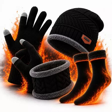 Kit De Frio Touca Gorro Luva Cachecol Meia Térmica Quente