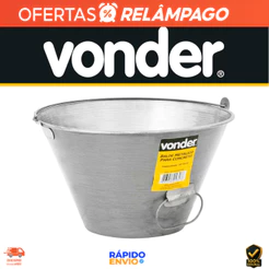 Balde Metálico Para Concreto 10 Litros Galvanizado Envernizado Com Alça Reforçada Vonder