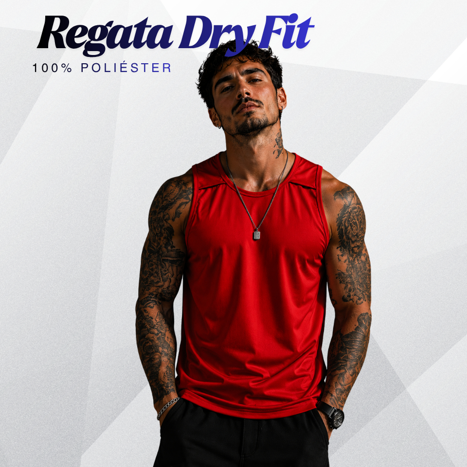 Regata Masculina Dryfit 100% Poliéster Academia Corrida Treino Esportiva Leve e Confortável