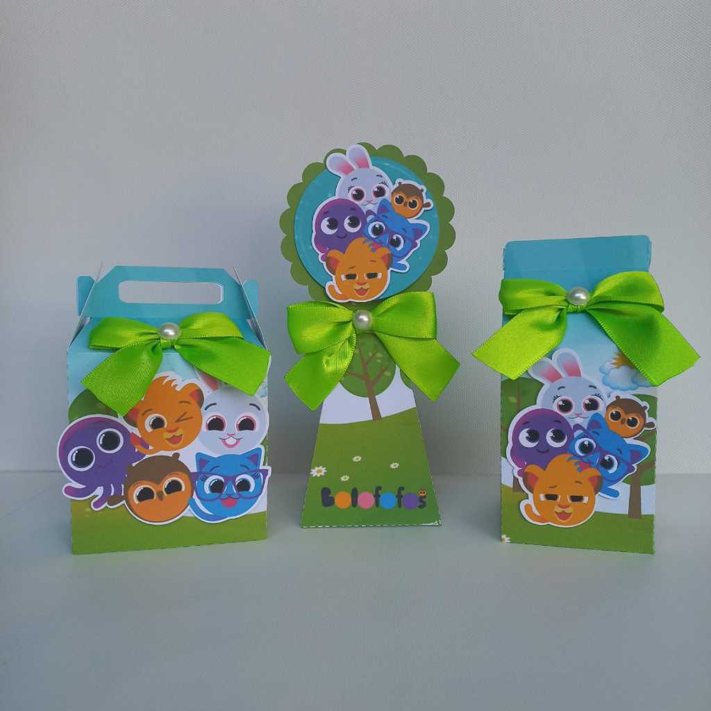 Kit Festa 30 unidades - Tema Bolofofos/Lembracinha Festa Infantil, Caixinhas Personalizadas