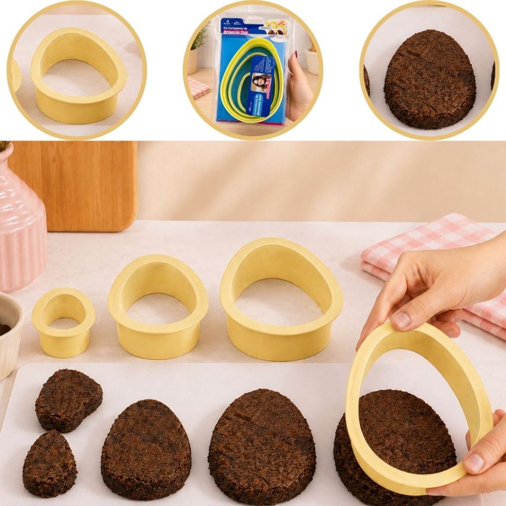 Kit Cortadores Ovo Brownie BLUESTAR 4 cortadores de 50g, 150, 250 e 350g.PASCOA 2014 OFF (CHOCO)