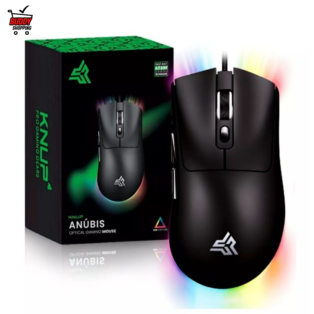 Mouse Gamer Óptico RGB 7200 DPI Ultra Leve 61g Design Colmeia Ergonômico com 7 B