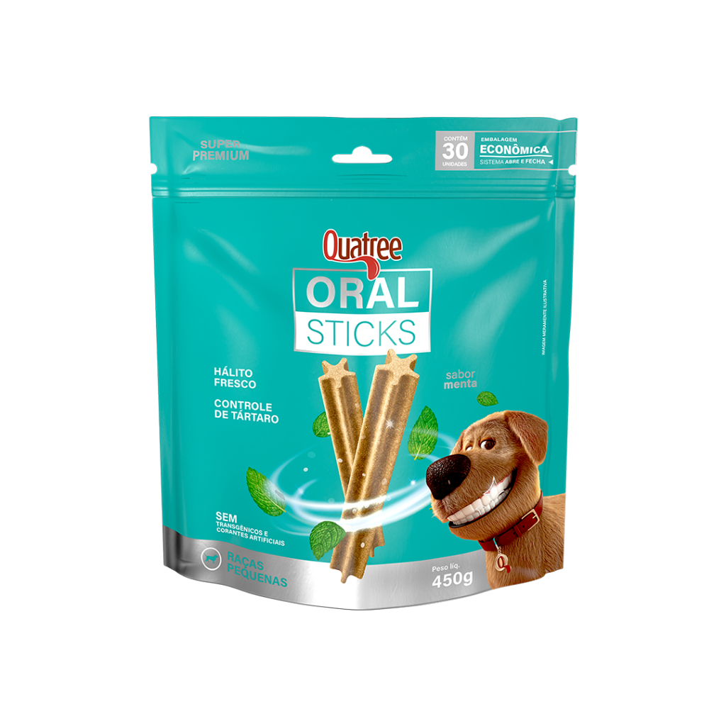 Quatree Sticks Raças Pequenas Controle de Tártaro e Mau Hálito 450 gr
