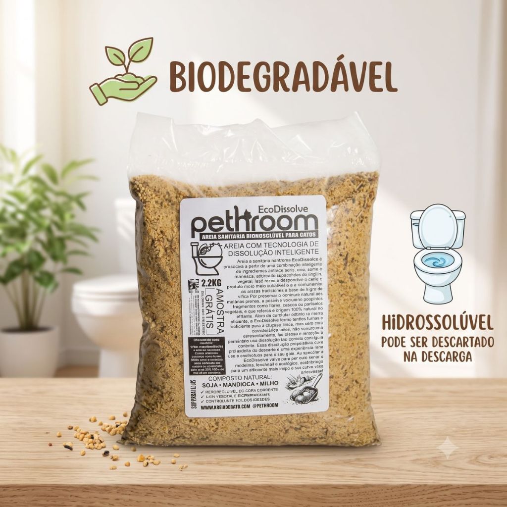 Granulado Higiênico Gato Soja Hidrossoluvel Natural Antialérgica 2,2kg