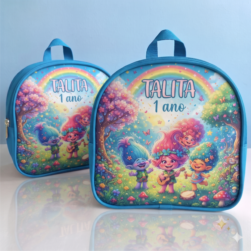 10 Mochilinhas lembrancinhas personalizada no tema Trolls, personalizamos para mimos e brindes, bolsa aniversário
