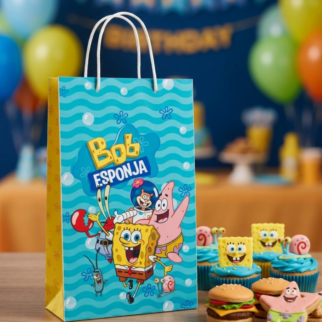10 Sacolinha personalizada lembrancinha Bob Esponja | Personalizados lembrancinha festa infantil