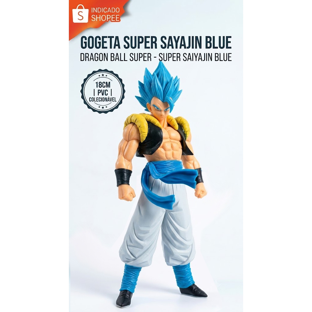Action Figure Gogeta Super Saiyajin Blue Dragon Ball 18cm PVC Goku e Vegeta - Colecionável