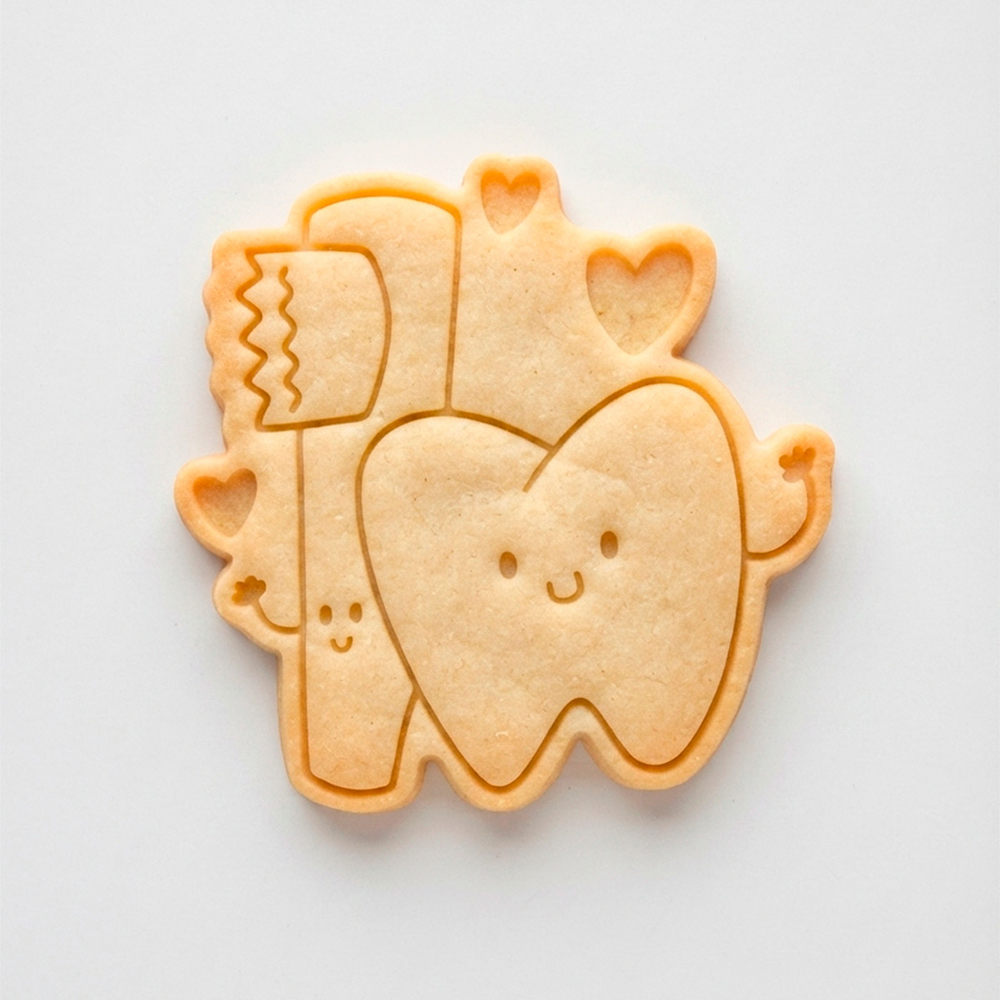 Cortador e Carimbos de Biscoito Casal Escova e Dente - Marcador Pasta Americana Biscuit Cookie