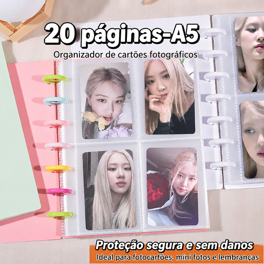 binder photocard macaron a5 Álbum para coleção de K-pop Disco 80/160 Bolsos removíveis desmontável fotos instantâneas