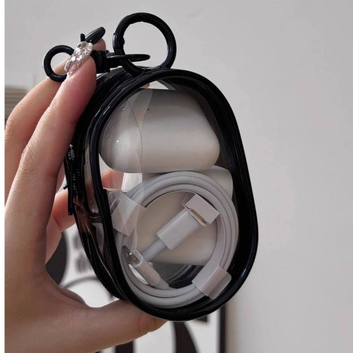 Mini Bolsa Portátil Com Zíper Transparente Organizador De Cabos Fone De Ouvido Estojo Multiuso