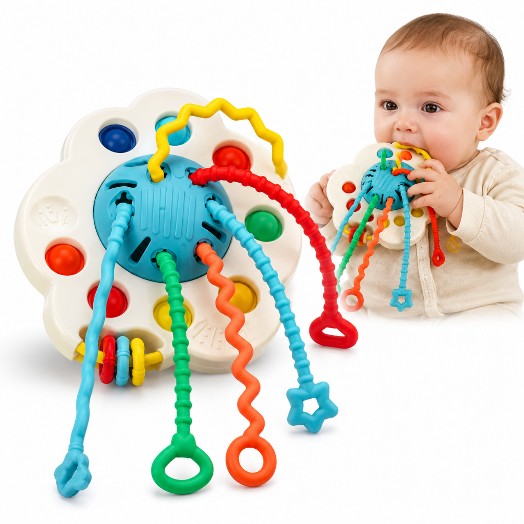 Mordedor Infantil Chocalho Desenvolvimento Dentição Massageador Gengiva Bpa Free Brinquedo Bebe Interativo
