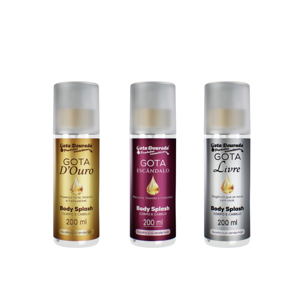 Trio Body Splash Feminino Gota Dourada 200ml - D'ouro, Escândalo e Livre