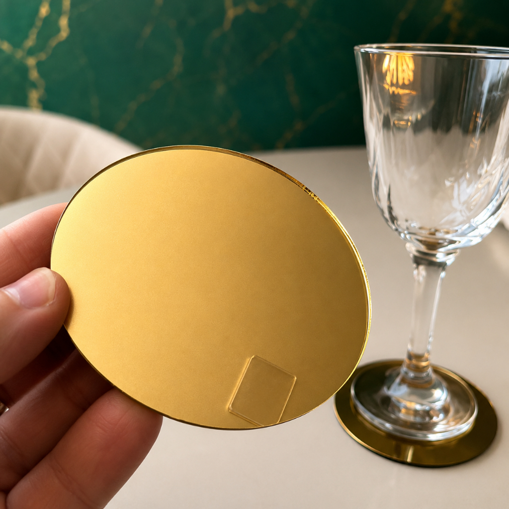 Kit Bolacha Acrílico Porta Copos Descanso De Mesa Redondo Apoio Decoração