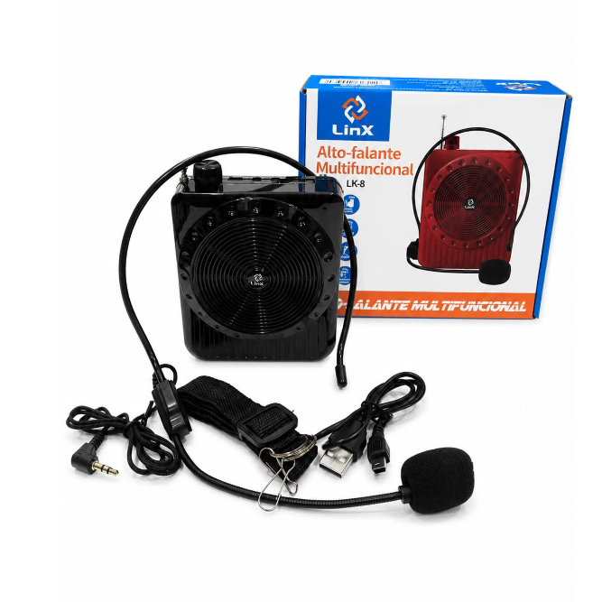 Megafone Portatil Amplificador Kit Professor Linx K8