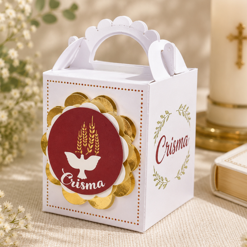 Kit Caixinha Maleta Maletinha para Crisma Lembrancinha de Crisma Personalizada Decoração e Festa Religiosa