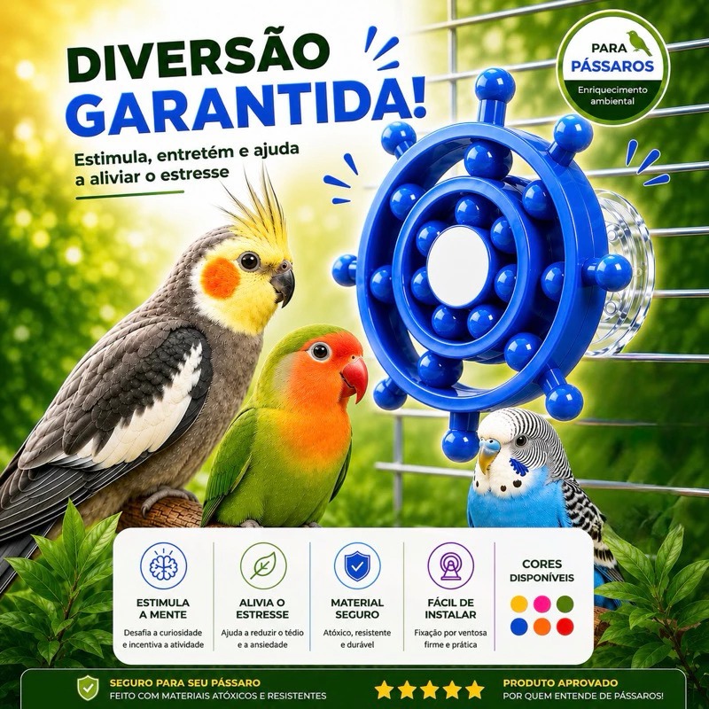 Brinquedo Para Calopsita Pássaro Aves Disco Giratório Interativo Educativo Enriquecimento Ambiental