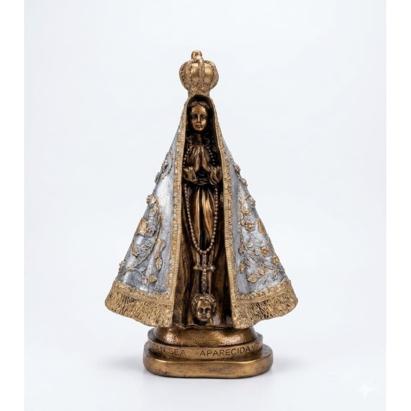 Nossa Senhora Aparecida Marfim em Gesso Artesanal Pintada à Mão para Decoração Religiosa Católica